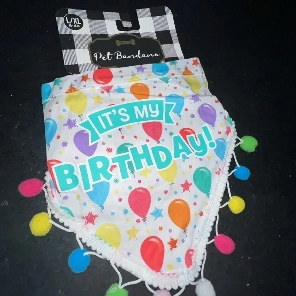 NWT DOG BIRTHDAY BANDANNA SZ L/XL